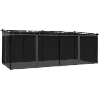 Syfax Pavillon mit Netzwänden Anthrazit 6x3 m Stahl
