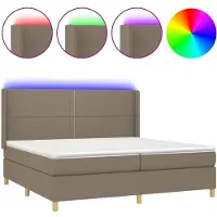 vidaXL Boxspringbett mit Matratze & LED Taupe 200x200 cm Stoff