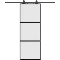 Syfax Schiebetür mit Beschlag Schwarz 76x205 cm Hartglas