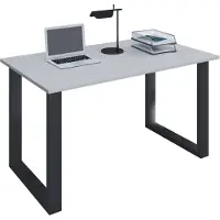 VCM Holz Schreibtisch | H. 76 x B. 140 x T. 80 cm | Computertisch schlicht | Füße aus hochwertigem Metall | Arbeitstisch | Büromöbel - Lona U