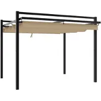 Syfax Gartenpavillon mit Ausziehbarem Dach Taupe 3x3 m Aluminium