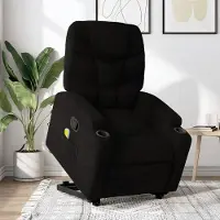vidaXL "im " Massagesessel mit Aufstehhilfe Schwarz Stoff - Fernseh- & Relaxsessel CC9064