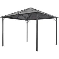 The Living Store Gartenpavillon mit Dach Aluminium 3×3 m Schwarz