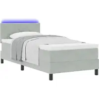 Syfax LED Boxspringbett mit Matratze Hellgrau 100 x 200 cm Samt