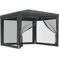 Syfax Partyzelt mit 4 Mesh-Seitenwänden Anthrazit 3x3 m HDPE