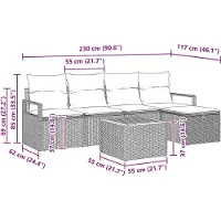 vidaXL Gartensofa-set 6 stk. Grau Poly Rattan