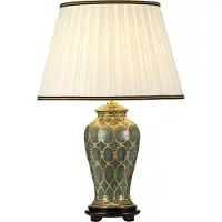 Elstead Lighting Zeitgenössische Schreibtischlampe Sashi Porzellan Grün Gold 1 Licht E27