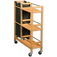 Kesper Nischenwagen mit Flaschensammler, Küchenregal – Bambus – 68x20x78cm – mit 3 Ablagen, herausnehmbarem Behälter & Rollen – Modell 2485713