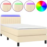 Syfax Boxspringbett mit Matratze & LED Creme 80x200 cm Stoff