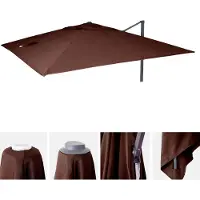 Mendler Ersatz-Bezug für Luxus-Ampelschirm HWC-A96, Sonnenschirmbezug, 3,5x3,5m (Ø4,95m) Polyester braun