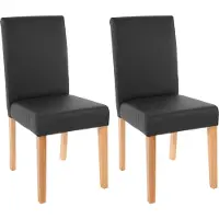 Mendler 2er-Set Esszimmerstuhl Stuhl Küchenstuhl Littau Kunstleder, schwarz matt, helle Beine