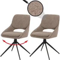 Mendler 2er-Set Esszimmerstuhl MCW-N73, Küchenstuhl, drehbar Auto-Return, Stoff/Textil Boucle (540g/m²) beige