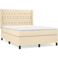 Syfax Boxspringbett mit Matratze Creme 140x190 cm Stoff