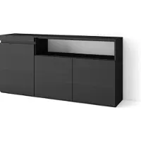 Skraut Home Sideboard, Highboard, 150x35x75cm, 3 Türen, Wohnzimmer, Küche, Schwarz