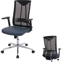 Mendler Bürostuhl HWC-J53, Drehstuhl Schreibtischstuhl, ergonomisch Kunstleder blau-grau