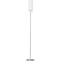 Eglo Stehlampe Troy 3, 1 flammige Stehleuchte, Material: Stahl, Farbe: Nickel matt, Glas: satiniert weiß, Fassung: E27, inkl. Trittschalter
