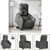 The Living Store Massagesessel mit Aufstehhilfe Dunkelgrau Stoff