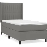 Syfax Boxspringbett mit Matratze Dunkelgrau 90x200 cm Stoff