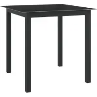 ZMH Gartentisch Schwarz 80x80x74 cm Aluminium und Glas