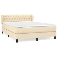 Syfax Boxspringbett mit Matratze Creme 140x200 cm Stoff