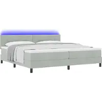 Syfax LED Boxspringbett mit Matratze Hellgrau 200 x 200 cm Samt