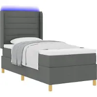 Syfax Boxspringbett mit LED-Lichtleisten Grau 100 x 200 cm Stoff