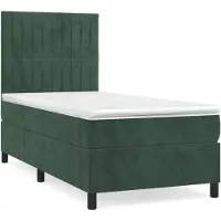 Syfax Boxspringbett mit Matratze Dunkelgrün 100x200 cm Samt
