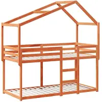 Syfax Etagenbett mit Dach Wachsbraun 90x200 cm Massivholz Kiefer