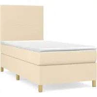 Syfax Boxspringbett mit Matratze Creme 90x200 cm Stoff