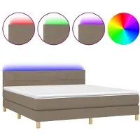 Syfax Boxspringbett mit Matratze & LED Taupe 160x200 cm Stoff
