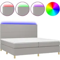 Syfax Boxspringbett mit Matratze & LED Hellgrau 200x200 cm Stoff