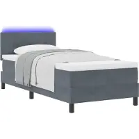Syfax LED Boxspringbett mit Matratze Dunkelgrau 80 x 200 cm Samt