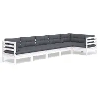vidaXL 6-tlg. Garten-Lounge-Set mit Kissen Weiß Kiefernholz
