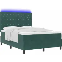 Syfax LED Boxspringbett mit Matratze Dunkelgrün 140 x 190 cm Samt