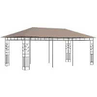 Syfax Pavillon mit Moskitonetz 6x3x2,73 m Taupe 180 g/m²