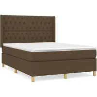 Syfax Boxspringbett mit Matratze Dunkelbraun 140x190 cm Stoff