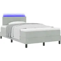 Syfax LED Boxspringbett mit Matratze Hellgrau 120 x 190 cm Samt