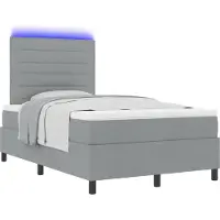 Syfax Boxspringbett mit Matratze mit LED Hellgrau 120 x 190 cm Stoff