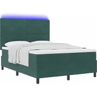 Syfax LED Boxspringbett mit Matratze Dunkelgrün 140 x 190 cm Samt