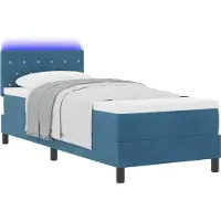 Syfax LED Boxspringbett mit Kopfteil Dunkelblau 80 x 200 cm Samt