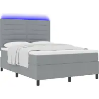 Syfax Boxspringbett mit Matratze mit LED Hellgrau 140 x 200 cm Stoff