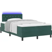 Syfax LED Boxspringbett mit Kopfteil Dunkelgrün 120 x 190 cm Samt