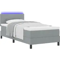 Syfax Boxspringbett mit Matratze mit LED Hellgrau 90 x 200 cm Stoff