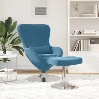 vidaXL "2026 Aktion"Einzelsessel moderne - CLORIS - Relaxsessel - Eierstuhl mit Fußhocker Blau 63 x 73 x 90 cm Samt - 63 x 73 x 90 cm - DEMöbel4623929