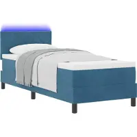 Syfax LED Boxspringbett mit Kopfteil Dunkelblau 80 x 200 cm Samt