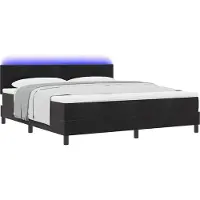 Syfax LED Boxspringbett mit Matratze Schwarz 180 x 200 cm Samt