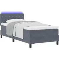 Syfax LED Boxspringbett mit Matratze Dunkelgrau 100 x 200 cm Samt