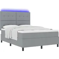 Syfax Boxspringbett mit Matratze mit LED Hellgrau 140 x 190 cm Stoff