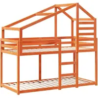 Syfax Etagenbett mit Dach Wachsbraun 90x200 cm Massivholz Kiefer