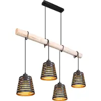 Globo Hängelampe Ablona, dimmbar, für Wohn- / Esszimmer, Holz, Modern, Pendelleuchte